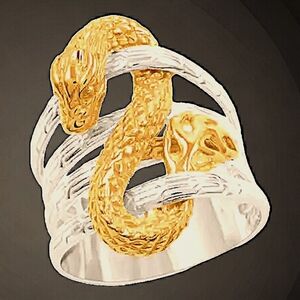 18K Yellow Gold Vermeil Over Sterling Silver Dragon Ring (9 g)